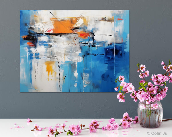 Abstract Paintings Behind Sofa, Acrylic Paintings for Bedroom, Hand Painted Canvas Art, Original Canvas Wall Art, Buy Paintings Online-HomePaintingDecor