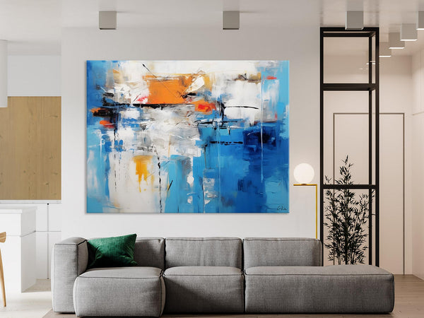 Abstract Paintings Behind Sofa, Acrylic Paintings for Bedroom, Hand Painted Canvas Art, Original Canvas Wall Art, Buy Paintings Online-HomePaintingDecor