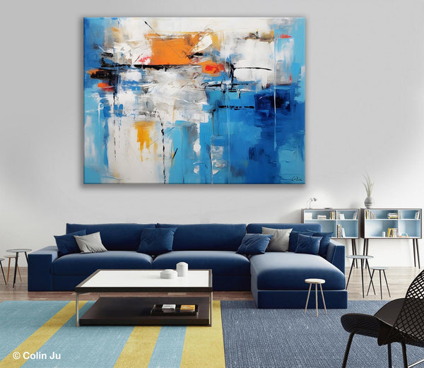 Abstract Paintings Behind Sofa, Acrylic Paintings for Bedroom, Hand Painted Canvas Art, Original Canvas Wall Art, Buy Paintings Online-HomePaintingDecor