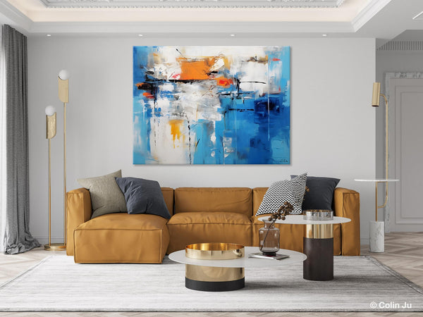 Abstract Paintings Behind Sofa, Acrylic Paintings for Bedroom, Hand Painted Canvas Art, Original Canvas Wall Art, Buy Paintings Online-HomePaintingDecor