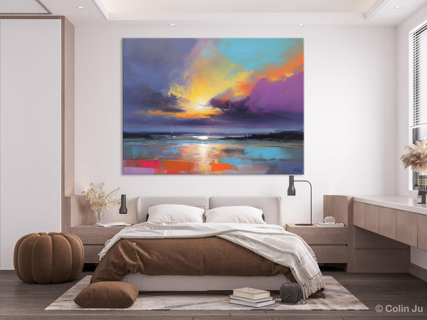 Landscape Painting on Canvas, Hand Painted Canvas Art, Abstract Landscape Artwork, Contemporary Wall Art Paintings, Extra Large Original Art-HomePaintingDecor
