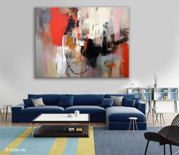 Large Wall Art Paintings Behind Sofa, Acrylic Paintings on Canvas, Original Acrylic Paintings, Modern Canvas Paintings, Hand Painted Canvas Art-HomePaintingDecor