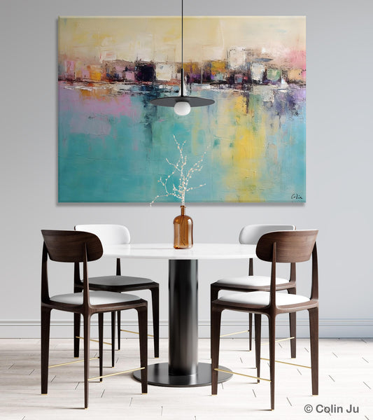 Contemporary Abstract Art for Dining Room, Sail Boat Abstract Paintings, Living Room Canvas Art Ideas, Large Landscape Painting, Simple Modern Art-HomePaintingDecor