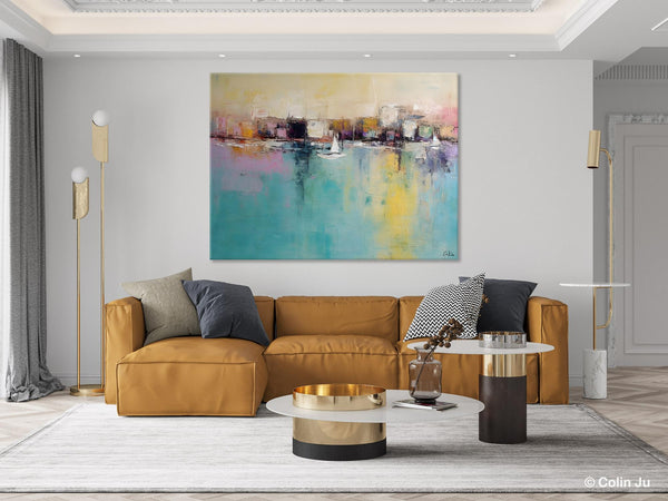 Contemporary Abstract Art for Dining Room, Sail Boat Abstract Paintings, Living Room Canvas Art Ideas, Large Landscape Painting, Simple Modern Art-HomePaintingDecor
