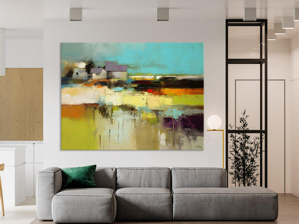 Simple Abstract Art, Landscape Canvas Painting, Bedroom Wall Art Paintings, Acrylic Painting on Canvas, Large Original Canvas Painting-HomePaintingDecor