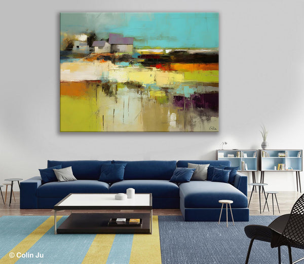 Simple Abstract Art, Landscape Canvas Painting, Bedroom Wall Art Paintings, Acrylic Painting on Canvas, Large Original Canvas Painting-HomePaintingDecor