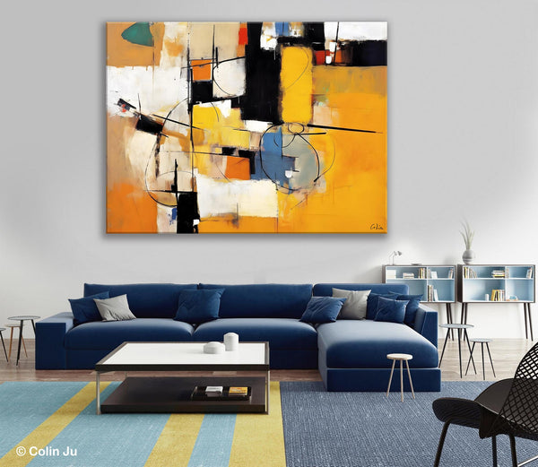 Acrylic Abstract Painting Behind Sofa, Large Original Painting on Canvas, Acrylic Painting for Sale, Living Room Wall Art Paintings, Buy Paintings Online-HomePaintingDecor