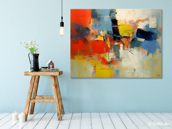 Acrylic Paintings on Canvas, Large Paintings Behind Sofa, Palette Knife Paintings, Abstract Painting for Living Room, Original Modern Paintings-HomePaintingDecor