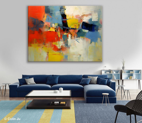 Acrylic Paintings on Canvas, Large Paintings Behind Sofa, Palette Knife Paintings, Abstract Painting for Living Room, Original Modern Paintings-HomePaintingDecor