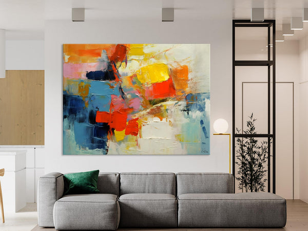 Abstract Acrylic Paintings for Living Room, Original Modern Contemporary Artwork, Buy Paintings Online, Oversized Canvas Artwork-HomePaintingDecor