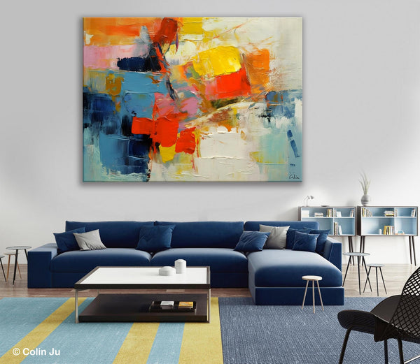 Abstract Acrylic Paintings for Living Room, Original Modern Contemporary Artwork, Buy Paintings Online, Oversized Canvas Artwork-HomePaintingDecor