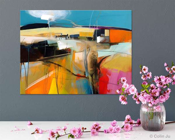 Wall Art Paintings, Simple Landscape Abstract Painting, Original Acrylic Paintings on Canvas, Large Paintings for Bedroom, Buy Paintings Online-HomePaintingDecor