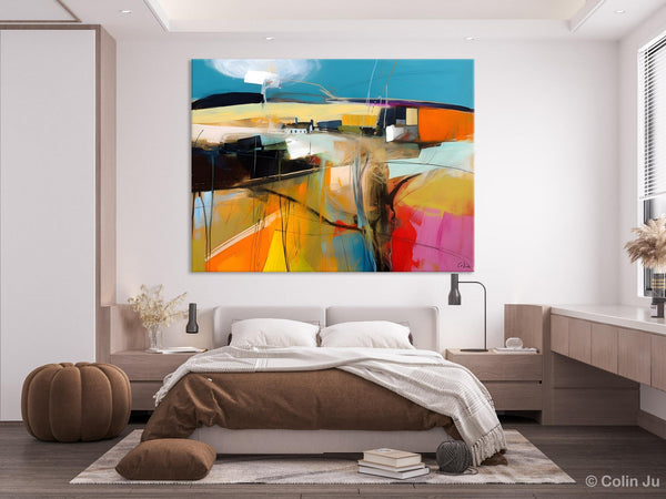 Wall Art Paintings, Simple Landscape Abstract Painting, Original Acrylic Paintings on Canvas, Large Paintings for Bedroom, Buy Paintings Online-HomePaintingDecor