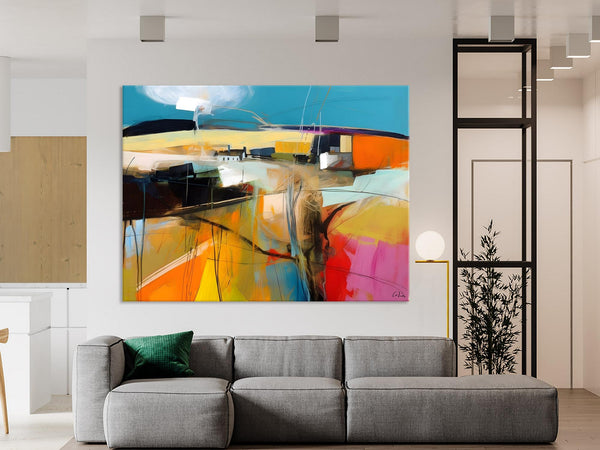 Wall Art Paintings, Simple Landscape Abstract Painting, Original Acrylic Paintings on Canvas, Large Paintings for Bedroom, Buy Paintings Online-HomePaintingDecor