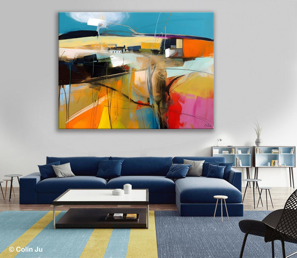 Wall Art Paintings, Simple Landscape Abstract Painting, Original Acrylic Paintings on Canvas, Large Paintings for Bedroom, Buy Paintings Online-HomePaintingDecor