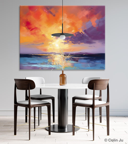 Original Landscape Oil Paintings, Sunrise Paintings, Large Contemporary Wall Art, Oil Painting on Canvas, Extra Large Paintings for Bedroom-HomePaintingDecor