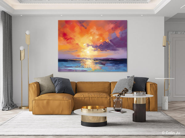 Original Landscape Oil Paintings, Sunrise Paintings, Large Contemporary Wall Art, Oil Painting on Canvas, Extra Large Paintings for Bedroom-HomePaintingDecor