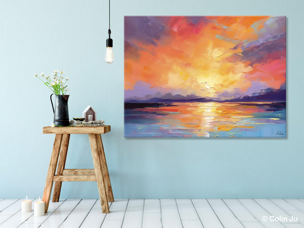 Modern Acrylic Artwork, Original Landscape Wall Art Paintings, Oversized Modern Canvas Paintings, Large Abstract Painting for Dining Room-HomePaintingDecor
