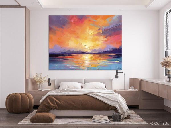 Modern Acrylic Artwork, Original Landscape Wall Art Paintings, Oversized Modern Canvas Paintings, Large Abstract Painting for Dining Room-HomePaintingDecor