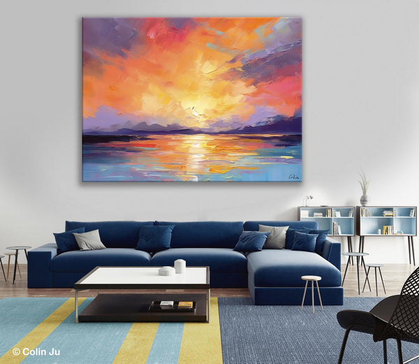 Modern Acrylic Artwork, Original Landscape Wall Art Paintings, Oversized Modern Canvas Paintings, Large Abstract Painting for Dining Room-HomePaintingDecor