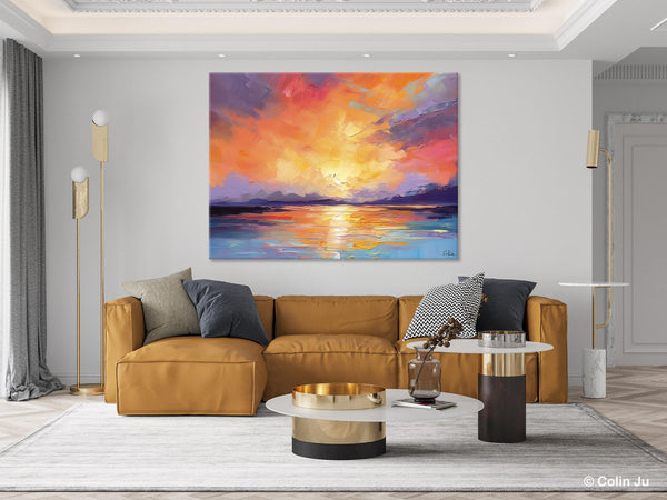 Modern Acrylic Artwork, Original Landscape Wall Art Paintings, Oversized Modern Canvas Paintings, Large Abstract Painting for Dining Room-HomePaintingDecor