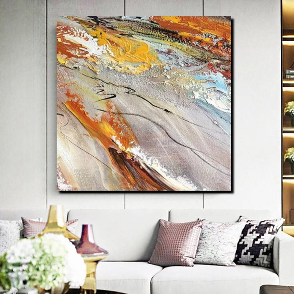 Living Room Modern Paintings, Simple Abstract Paintings, Abstract Contemporary Paintings, Heavy Texture Painting, Hand Painted Canvas Art-HomePaintingDecor