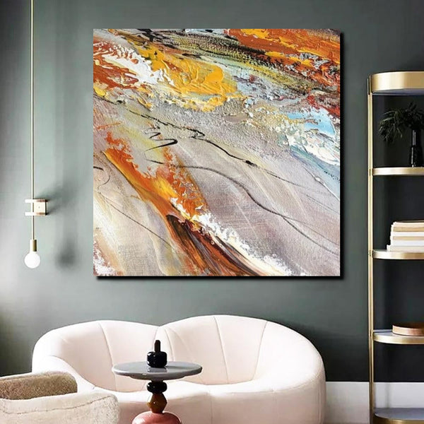 Living Room Modern Paintings, Simple Abstract Paintings, Abstract Contemporary Paintings, Heavy Texture Painting, Hand Painted Canvas Art-HomePaintingDecor