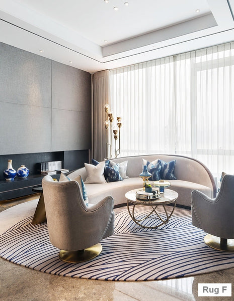 Modern Wool Rugs for Living Room, Coffee Table Round Modern Rugs, Abstract Modern Rugs for Dining Room Table, Contemporary Modern Wool Rugs, Modern Rugs for Bedroom-HomePaintingDecor