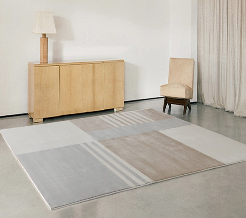 Modern Gray Brown Area Rugs, Bedroom Rugs, Farmhouse Rugs, Geometric Floor Rugs, Large Rugs for Living Room, Office Contemporary Floor Rugs-HomePaintingDecor