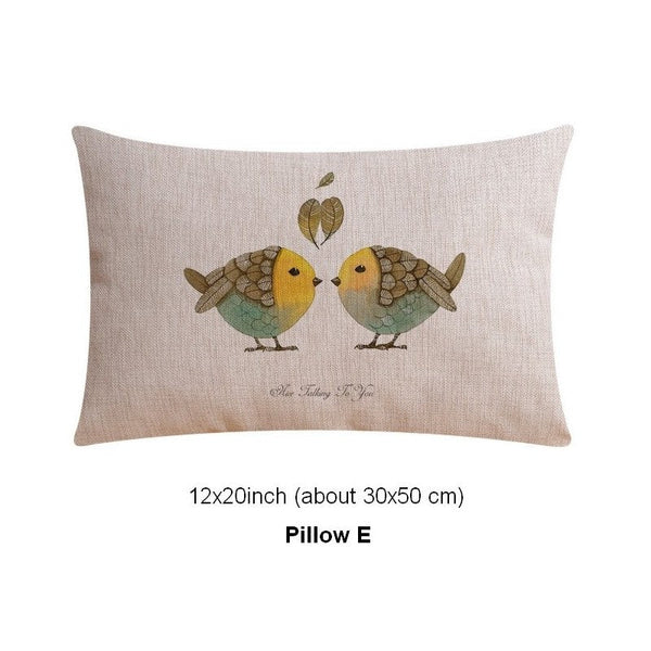 Simple Decorative Pillow Covers, Decorative Sofa Pillows for Children's Room, Love Birds Throw Pillows for Couch, Singing Birds Decorative Throw Pillows-HomePaintingDecor