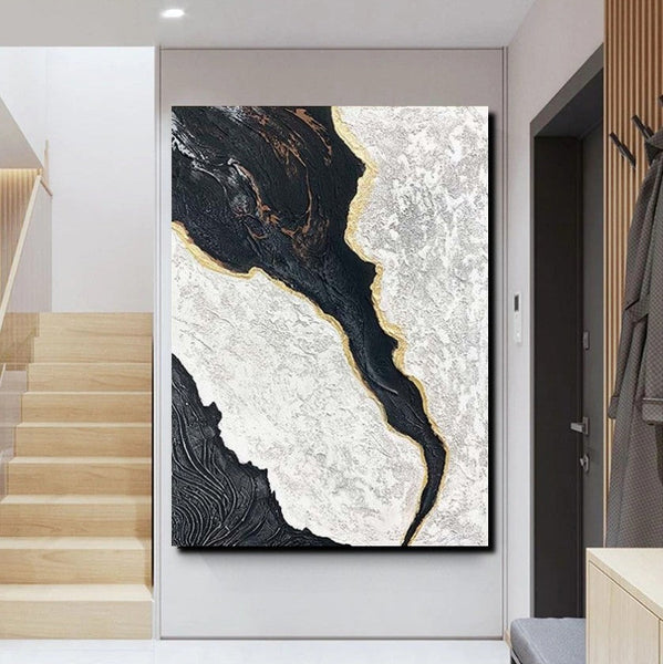 Black Modern Painting, Living Room Wall Art Ideas, Acrylic Canvas Paintings, Simple Wall Art Ideas, Contemporary Painting-HomePaintingDecor