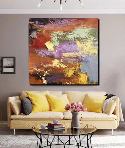 Simple Abstract Paintings, Modern Contemporary Wall Art Ideas, Living Room Acrylic Paintings, Heavy Texture Painting, Hand Painted Canvas Art-HomePaintingDecor