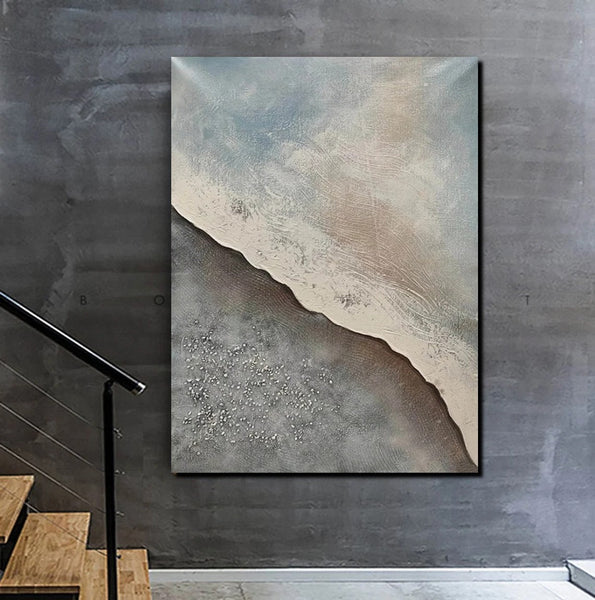 Bedroom Wall Art Ideas, Abstract Seashore Painting, Acrylic Canvas Paintings for Living Room, Simple Wall Art Ideas, Contemporary Paintings-HomePaintingDecor