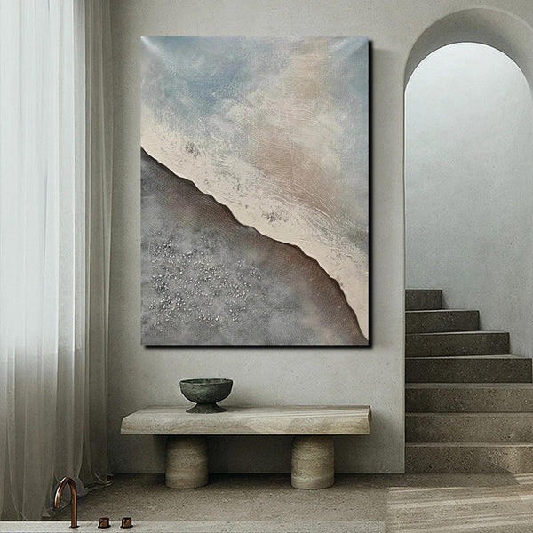 Bedroom Wall Art Ideas, Abstract Seashore Painting, Acrylic Canvas Paintings for Living Room, Simple Wall Art Ideas, Contemporary Paintings-HomePaintingDecor