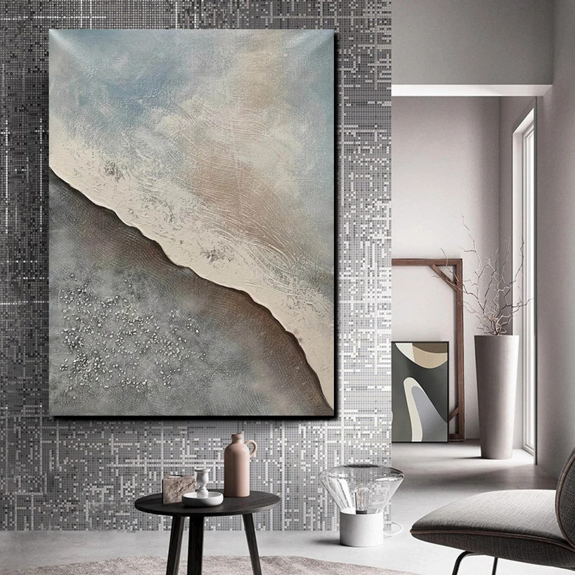 Bedroom Wall Art Ideas, Abstract Seashore Painting, Acrylic Canvas Paintings for Living Room, Simple Wall Art Ideas, Contemporary Paintings-HomePaintingDecor