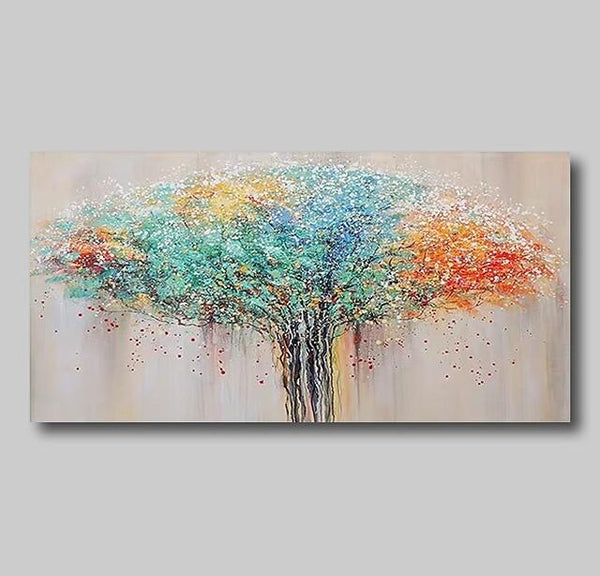 Colorful Tree Paintings, Modern Wall Art Paintings, Simple Modern Paintings for Bedroom-HomePaintingDecor