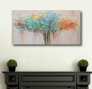 Colorful Tree Paintings, Modern Wall Art Paintings, Simple Modern Paintings for Bedroom-HomePaintingDecor