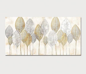 Abstract Leaves Paintings, Contemporary Wall Art Paintings, Simple Modern Paintings for Dining Room-HomePaintingDecor