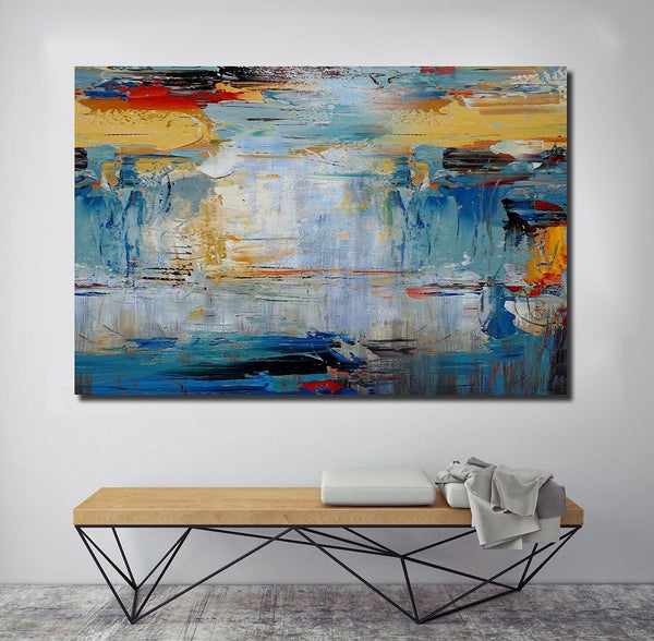 Acrylic Paintings for Living Room, Large Simple Modern Art, Blue Abstract Acrylic Painting, Contemporary Wall Art Paintings-HomePaintingDecor
