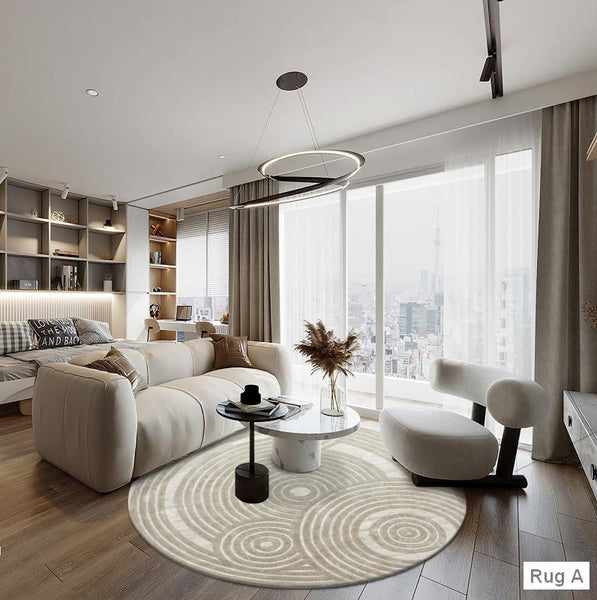 Modern Wool Rugs under Coffee Table, Contemporary Modern Wool Rugs for Bedroom, Contemporary Modern Rugs for Living Room, Geometric Modern Round Rugs-HomePaintingDecor