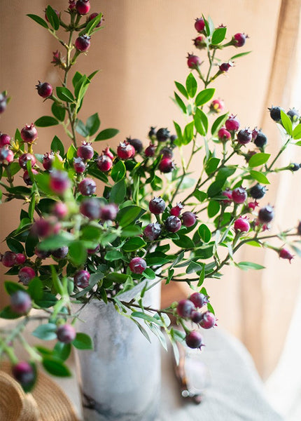 Simple Artificial Flowers for Living Room, Blueberry Fruit Branch, Flower Arrangement Ideas for Home Decoration, Spring Artificial Floral for Bedroom-HomePaintingDecor