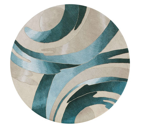Contemporary Modern Wool Rugs, Abstract Modern Rugs for Dining Room Table, Coffee Table Round Modern Rugs, Modern Wool Rugs for Living Room, Modern Rugs for Bedroom-HomePaintingDecor