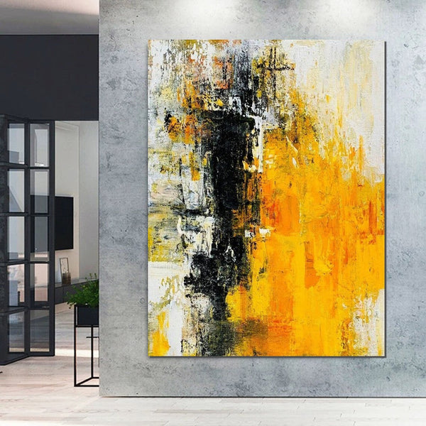 Canvas Painting for Living Room, Simple Modern Art, Yellow Modern Wall Art Painting, Huge Contemporary Abstract Artwork for Bedroom-HomePaintingDecor