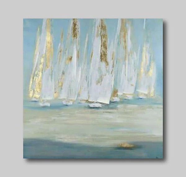 Easy Painting Ideas for Bedroom, Sail Boat Paintings, Acrylic Painting on Canvas, Large Acrylic Canvas Painting, Oversized Canvas Painting for Sale-HomePaintingDecor