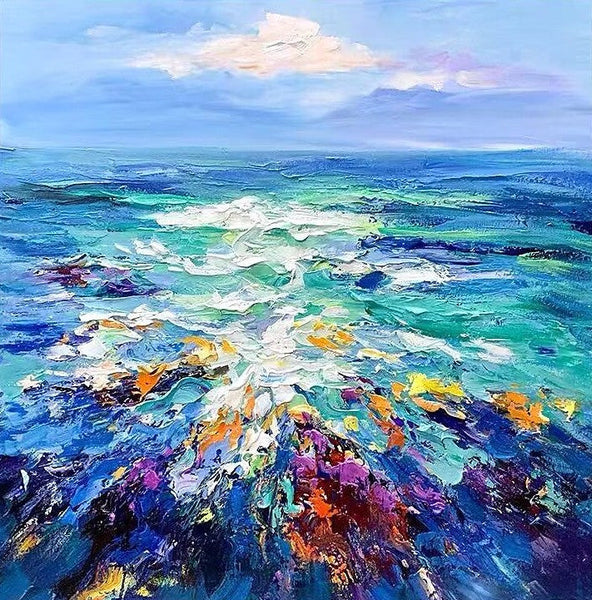 Heavy Texture Paintings, Palette Knife Paniting, Acrylic Painting on Canvas, Modern Acrylic Canvas Painting, Oversized Wall Art Painting for Sale-HomePaintingDecor