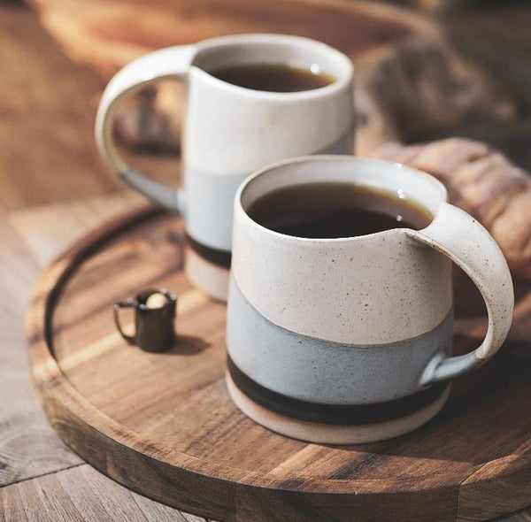 Black Pottery Coffee Cup, Ceramic Coffee Mug, Latte Coffee Cup, Handmade Coffee Cup, Large Tea Cup-HomePaintingDecor
