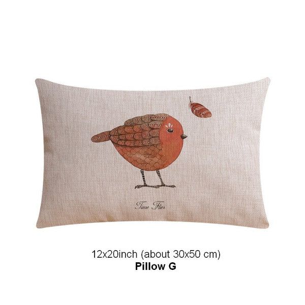 Love Birds Throw Pillows for Couch, Simple Decorative Pillow Covers, Decorative Sofa Pillows for Children's Room, Singing Birds Decorative Throw Pillows-HomePaintingDecor