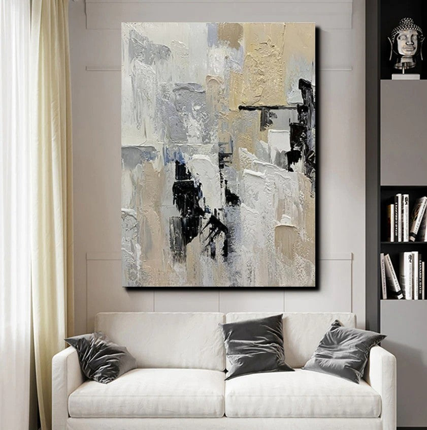 Heavy Texture Painting, Modern Abstract Painting, Simple Wall Art Ideas, Dining Room Abstract Painting, Acrylic Canvas Paintings-HomePaintingDecor