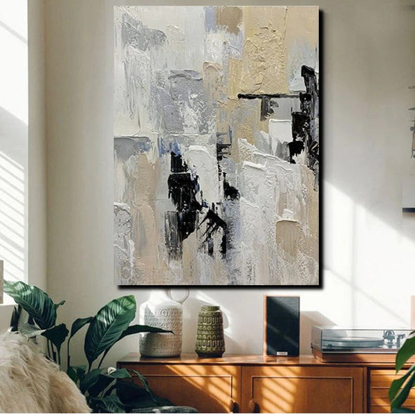 Heavy Texture Painting, Modern Abstract Painting, Simple Wall Art Ideas, Dining Room Abstract Painting, Acrylic Canvas Paintings-HomePaintingDecor