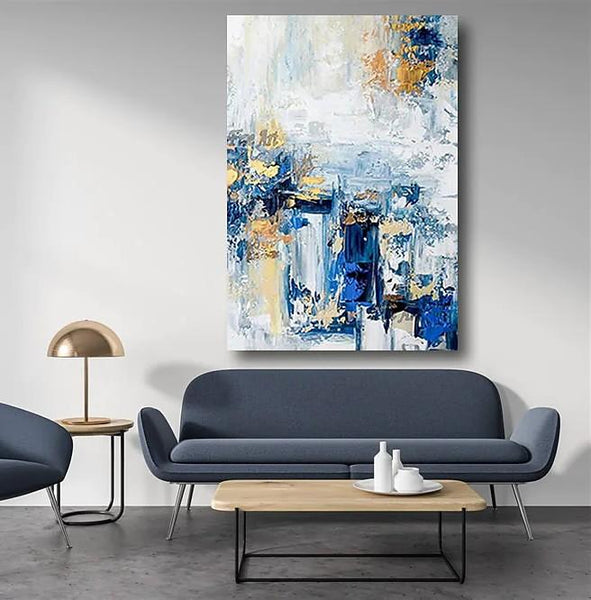 Modern Paintings for Living Room, Modern Abstract Art, Blue Abstract Acrylic Painting, Simple Modern Art-HomePaintingDecor